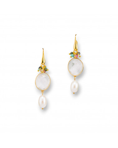 Orecchini A Monachella Di Argento 925 Con Pietre Naturali E Perle 20x60mm-SILBER 925 FANTASIE | Worldofjewel.com