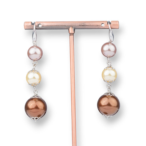 Boucles d'oreilles à levier en argent 925 avec perles de Majorque de 14 x 62 mm