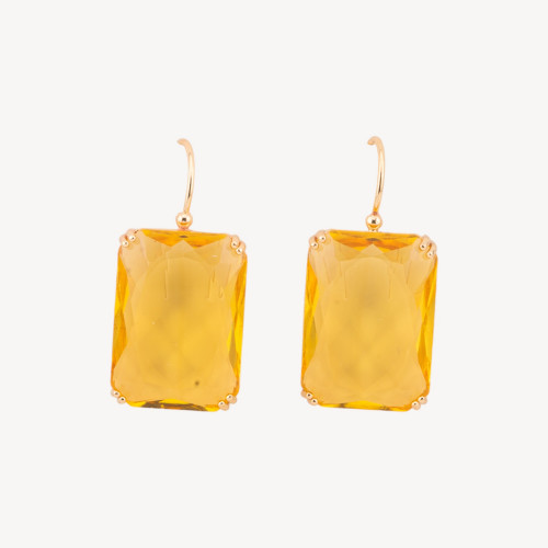 Boucles d'oreilles à fermoir à levier en bronze avec cristaux, serties de cristaux, 18 x 38 mm