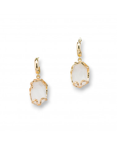 Orecchini Di Bronzo A Perno Chiuso Con Occhio Di Gatto 15x40mm-ORECCHINI HOT PICKS | Worldofjewel.com