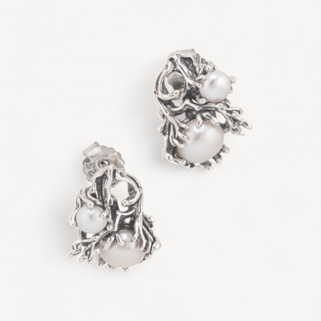 Orecchini Gioiello In Argento 925 Microfusione Selva Con Perle Di Fiume 12x15mm MOD4480-SILBER 925 DESIGN ITALIEN | Worldofjewel.com