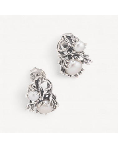 Orecchini Gioiello In Argento 925 Microfusione Selva Con Perle Di Fiume 12x15mm MOD4480-SILBER 925 DESIGN ITALIEN | Worldofjewel.com