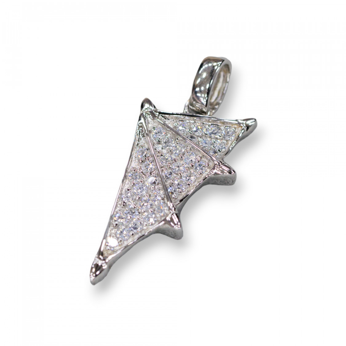 Pendenti Ciondolo Di Argento 925 Con Zirconi - Ala 14x28mm-SILVER 925 DESIGN ITALY | Worldofjewel.com