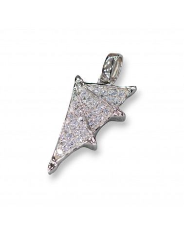Pendenti Ciondolo Di Argento 925 Con Zirconi - Ala 14x28mm-SILVER 925 DESIGN ITALY | Worldofjewel.com