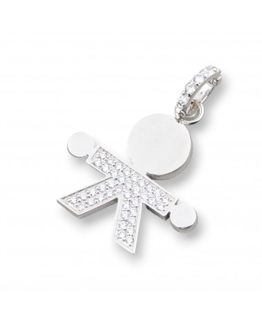 Pendenti Di Argento 925 Bimbo Con Zirconi 29x40mm-SILVER 925 DESIGN ITALY | Worldofjewel.com