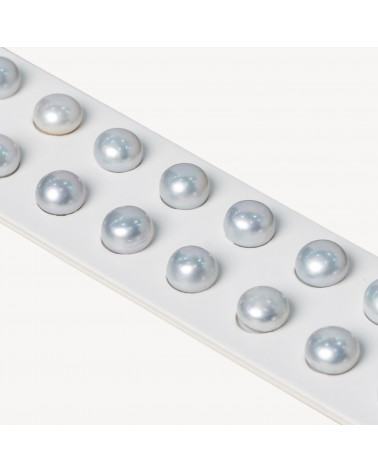 Perle Di Fiume Bottoni Cabochon 1 Foro (AAAA) 10,0-10,5mm 1 Paia Grigio-FRESHWATER CULTURED RIVER PEARLS 1-HOLE BUTTONS | Worldofjewel.com