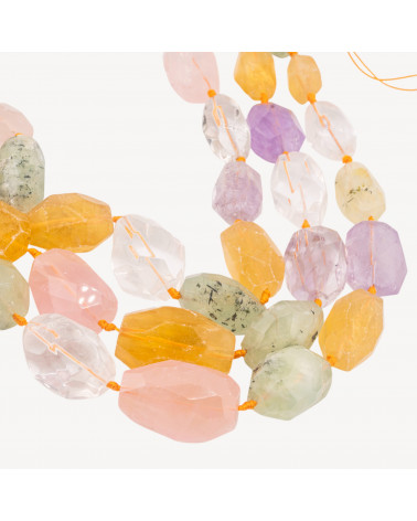 Quarzo Misto Sasso Burattato Sfaccettato 12-20x18-30mm-QUARTZ | Worldofjewel.com