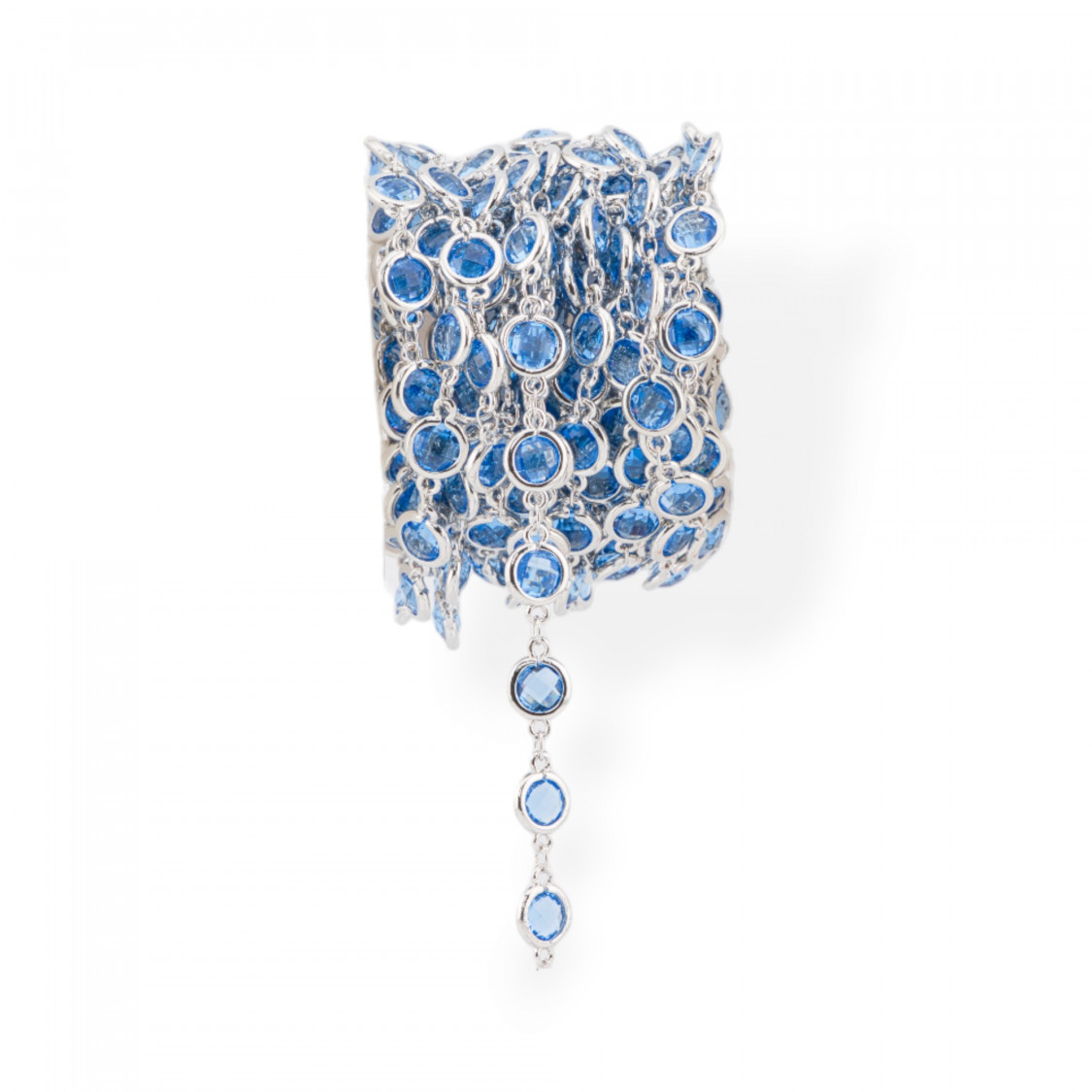 Catena Rosario Di Ottone Con Occhio Di Gatto Cabochon 7,5mm 5 Metri Rodiato Opale Blu-CATENE CON PIETRE E CRISTALLI | Worldofjewel.com