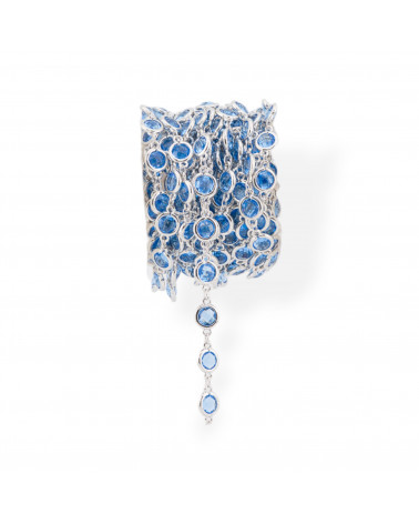 Catena Rosario Di Ottone Con Occhio Di Gatto Cabochon 7,5mm 5 Metri Rodiato Opale Blu-CATENE CON PIETRE E CRISTALLI | Worldofjewel.com