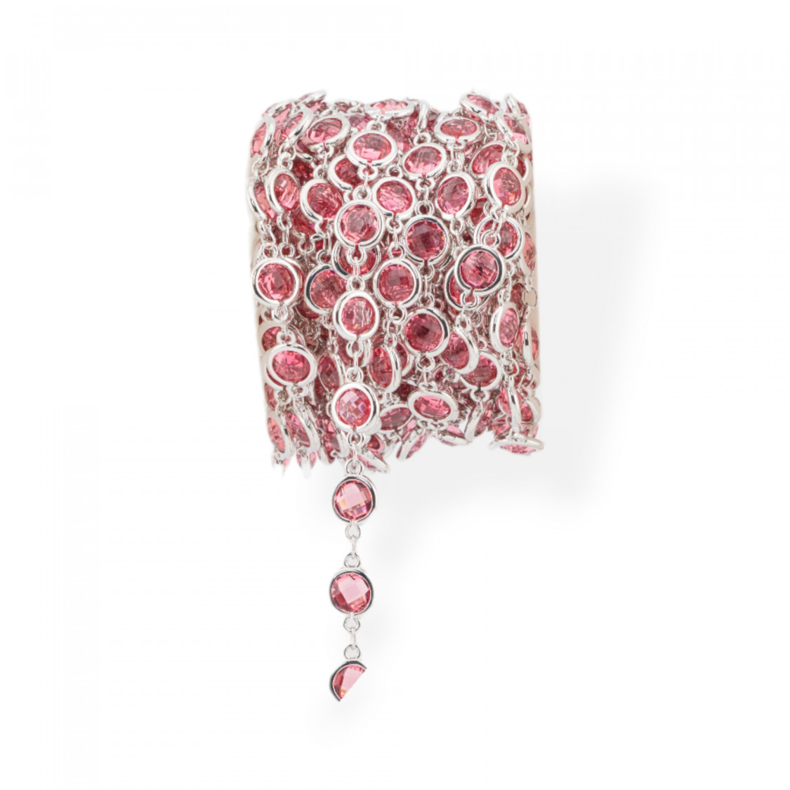 Catena Rosario Di Ottone Con Occhio Di Gatto Cabochon 7,5mm 5 Metri Rodiato Rosso Chiaro-CATENE CON PIETRE E CRISTALLI | Worldofjewel.com