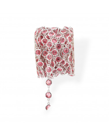 Catena Rosario Di Ottone Con Occhio Di Gatto Cabochon 7,5mm 5 Metri Rodiato Rosso Chiaro-CATENE CON PIETRE E CRISTALLI | Worldofjewel.com