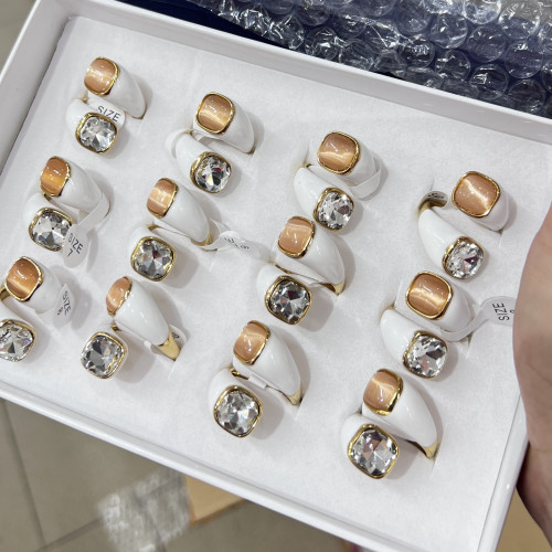 Bagues en acier inoxydable, lot de 12, MOD.349