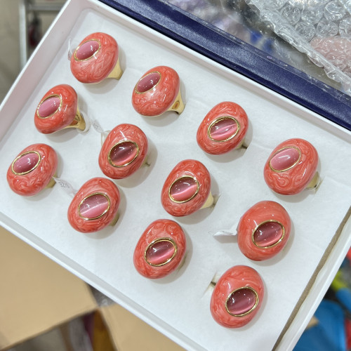 Bagues en acier inoxydable, lot de 12, MOD.369