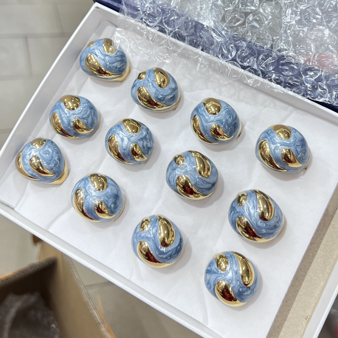 Anelli Bijoux in Acciaio Inossidabile Confezione da 12pz MOD.375-BIJOUX-RINGE | Worldofjewel.com