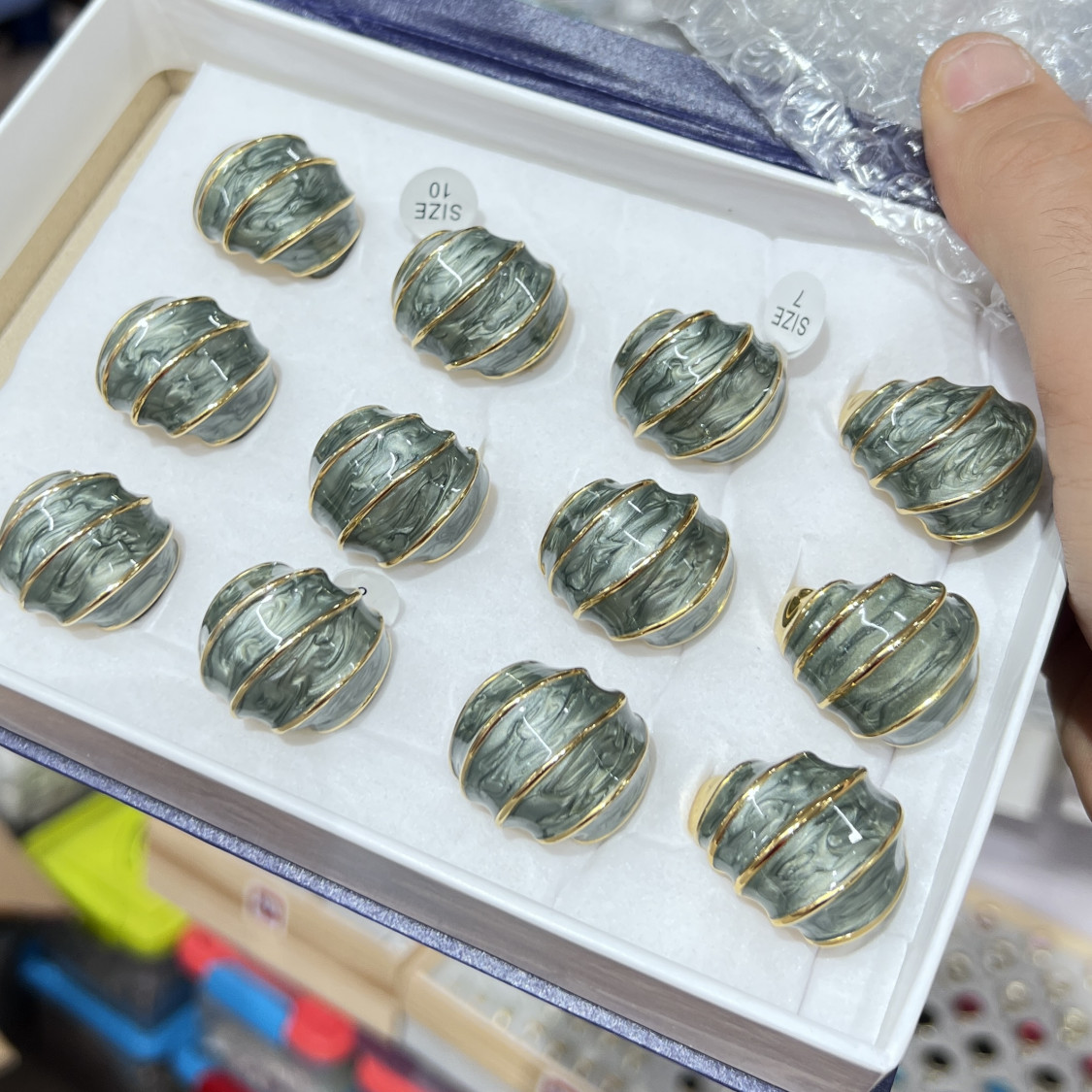 Anelli Bijoux in Acciaio Inossidabile Confezione da 12pz MOD.378-BIJOUX-RINGE | Worldofjewel.com