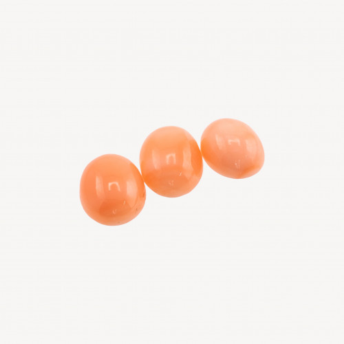 Cabochon ovale en corail rose italien naturel de qualité supérieure, 5-9 x 9-10 mm, lot de 3