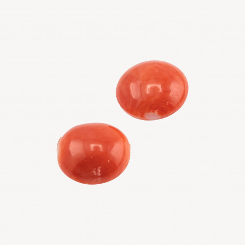 Cabochon di Corallo Rosso Italiano Naturale Premium Bottone 12,5mm 2pz-CABOCHON DI CORALLO ITALIANO | Worldofjewel.com
