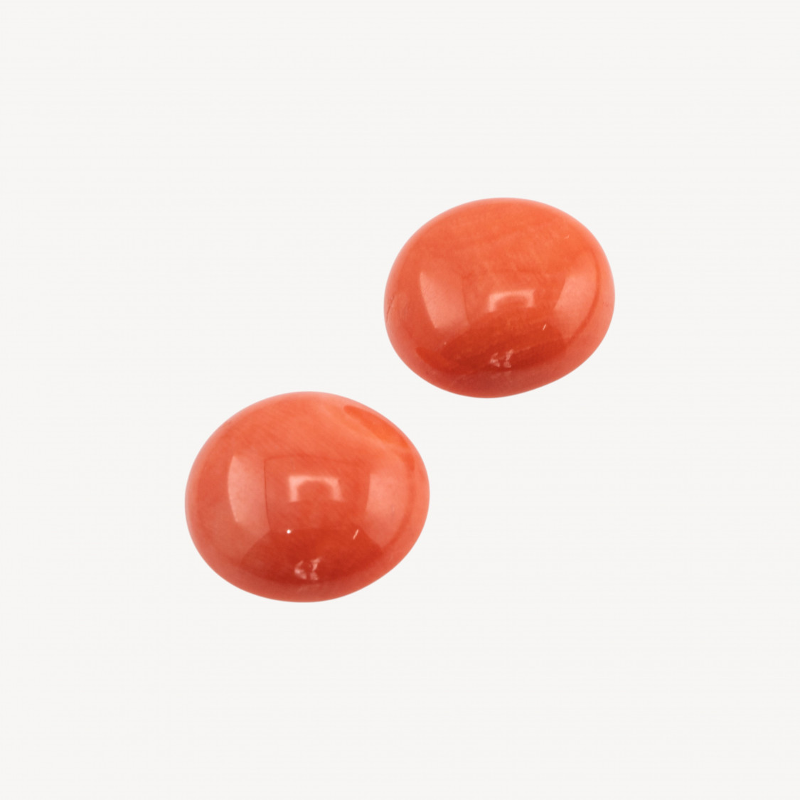 Cabochon di Corallo Rosso Italiano Naturale Premium Bottone 12mm 2pz-CABOCHON DI CORALLO ITALIANO | Worldofjewel.com