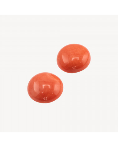 Cabochon di Corallo Rosso Italiano Naturale Premium Bottone 12mm 2pz-CABOCHON DI CORALLO ITALIANO | Worldofjewel.com