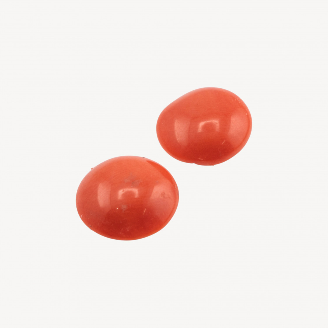 Cabochon di Corallo Rosso Italiano Naturale Premium Bottone 12mm 2pz-CABOCHON DI CORALLO ITALIANO | Worldofjewel.com