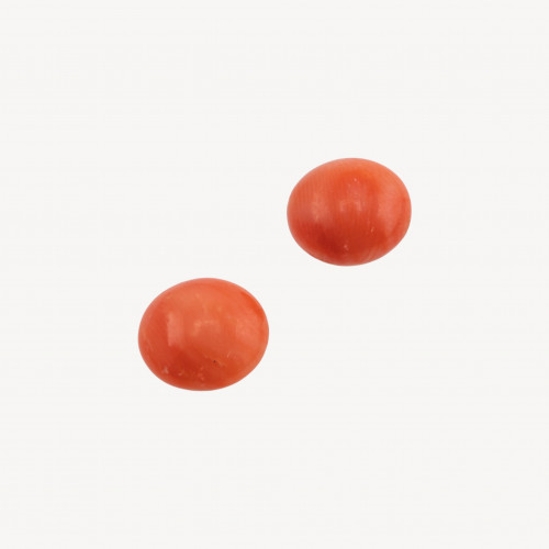 Cabochon en corail rouge italien naturel de qualité supérieure, bouton 9,5 x 6 mm, lot de 2