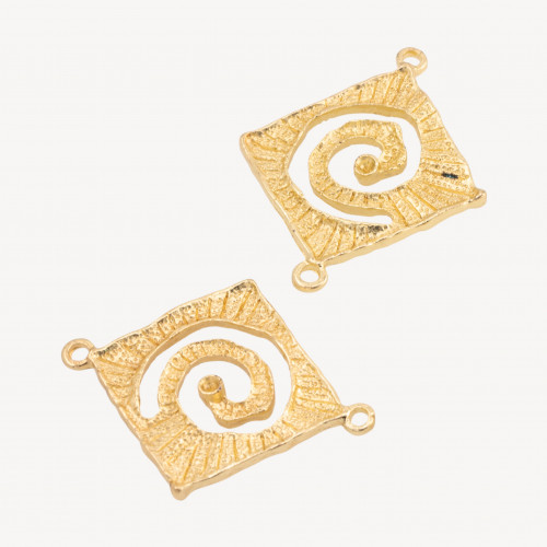 Brass Component Connector With Golden Zircon-PAVE 'CONNECTORS | Worldofjewel.com