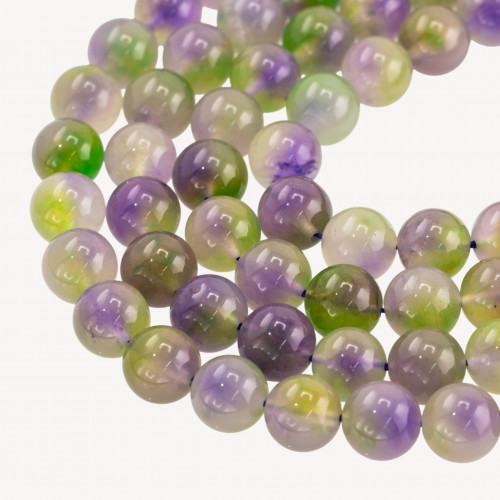 Jade Candy vert et violet, rond lisse, 12 mm