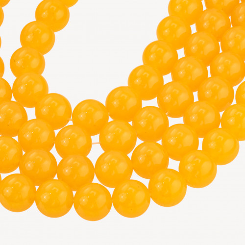 Jaune jade glacé, lisse, rond, 12 mm