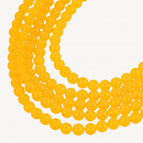 Jaune jade glacé, lisse, rond, 6 mm