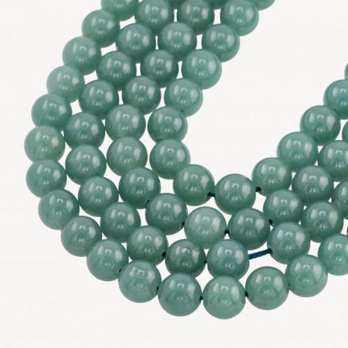 Rose jade glacé vert gris lisse rond 10 mm