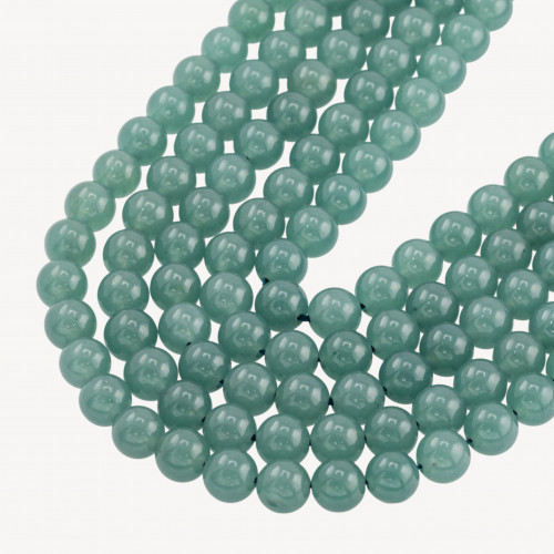 Jade verde helado gris liso redondo de 8 mm