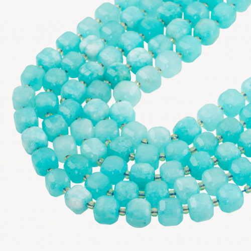 Cube à facettes en amazonite de 10 mm, jade taillé dur