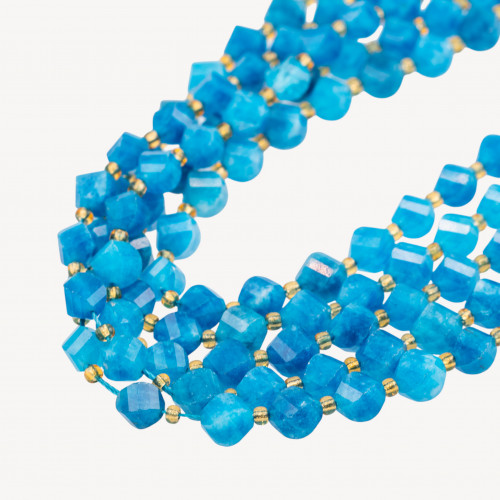 6 mm blauer facettierter, olivgrün gedrehter, starr geschliffener Jade