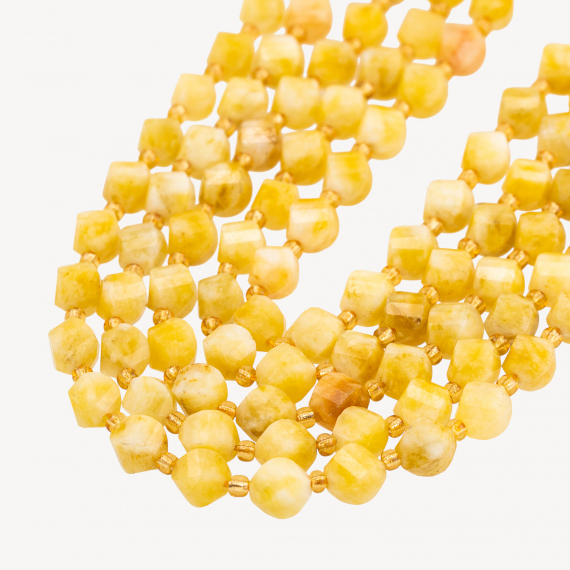 Giada Taglio Rigido Oliva Twist Sfaccettata 6mm Gialla-YELLOW JADE | Worldofjewel.com