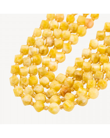 Giada Taglio Rigido Oliva Twist Sfaccettata 6mm Gialla-YELLOW JADE | Worldofjewel.com