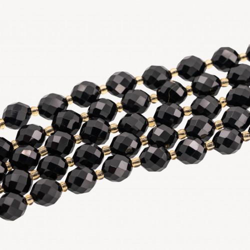 Onyx, starr geschliffen, olivfarben facettiert, 9 x 12 mm