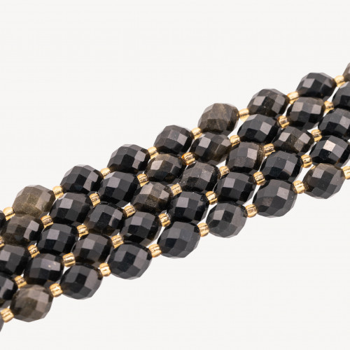 Obsidiana dorada de corte duro, facetada, 9 x 12 mm