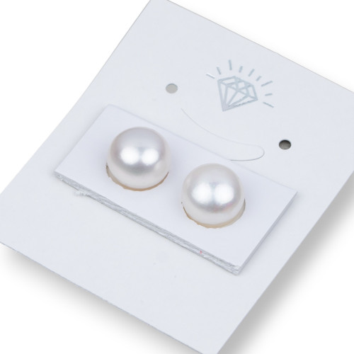 Κουμπιά River Pearl Cabochon 1 Τρύπα (AAAA) 10.0-10.5mm 1 Ζεύγος Λευκό