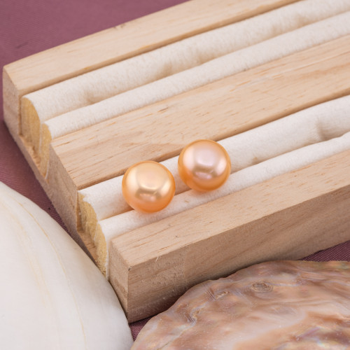 Κουμπιά River Pearl Cabochon 1 Τρύπα (AAAA) 10.0-10.5mm 1 Ζεύγος Ροζ