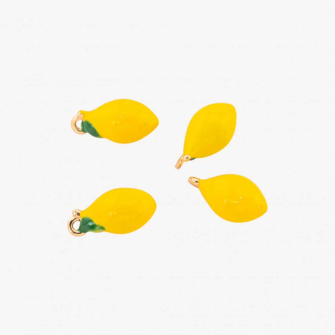 14pcs Enamelled Fruit Bronze Pendant Component with 1 Gold Lemon Ring-ENAMELED COMPONENTS ISABELLA COLLECTION | Worldofjewel.com