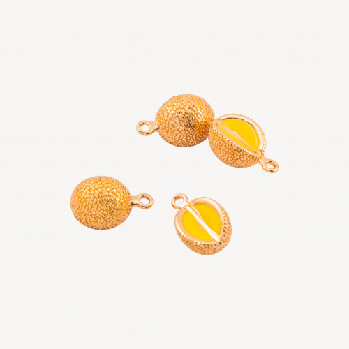 14-teiliges emailliertes Frucht-Bronze-Anhänger-Element mit 1 goldenem Melonen-Bindering