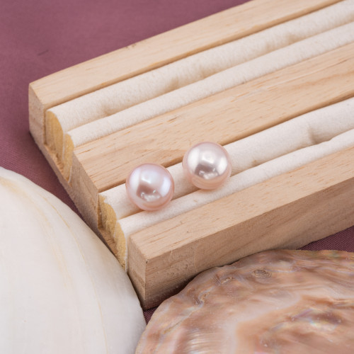 Boutons de perle de rivière cabochon 1 trou (AAAA) 11,0-11,5 mm 1 paire lilas