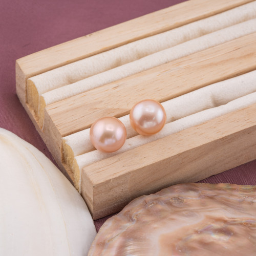 Boutons de perle de rivière cabochon 1 trou (AAAA+) 11,5-12,0 mm 1 paire rose