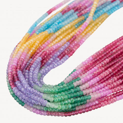 Facettierte Rondelle aus natürlichem Zirkonia, 3 x 2 mm, Farbverlauf Regenbogen MOD.2