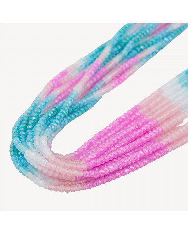 Zirconi Naturali Rondelle Sfaccettate 3x2mm Gradient Candy Azzurro, Rosa e Bianco-MICRO PERLINE DI ZIRCONI 3X2MM RONDELLE SFACCETTATE | Worldofjewel.com