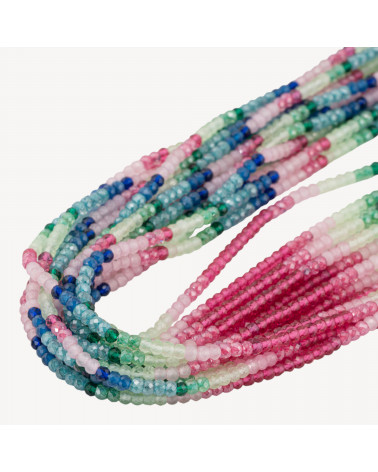Zirconi Naturali Rondelle Sfaccettate 3x2mm Gradient Candy Blu, Verde e Rosa-MICRO PERLINE DI ZIRCONI 3X2MM RONDELLE SFACCETTATE | Worldofjewel.com