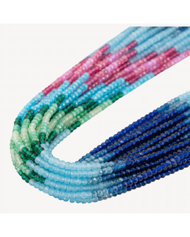 Zirconi Naturali Rondelle Sfaccettate 3x2mm Gradient Ocean Blu, Rosa e Verde-MICRO PERLINE DI ZIRCONI 3X2MM RONDELLE SFACCETTATE | Worldofjewel.com