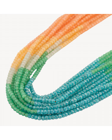 Zirconi Naturali Rondelle Sfaccettate 3x2mm Gradient Sunrise Arancione, Verde e Azzurro-MICRO PERLINE DI ZIRCONI 3X2MM RONDELLE SFACCETTATE | Worldofjewel.com