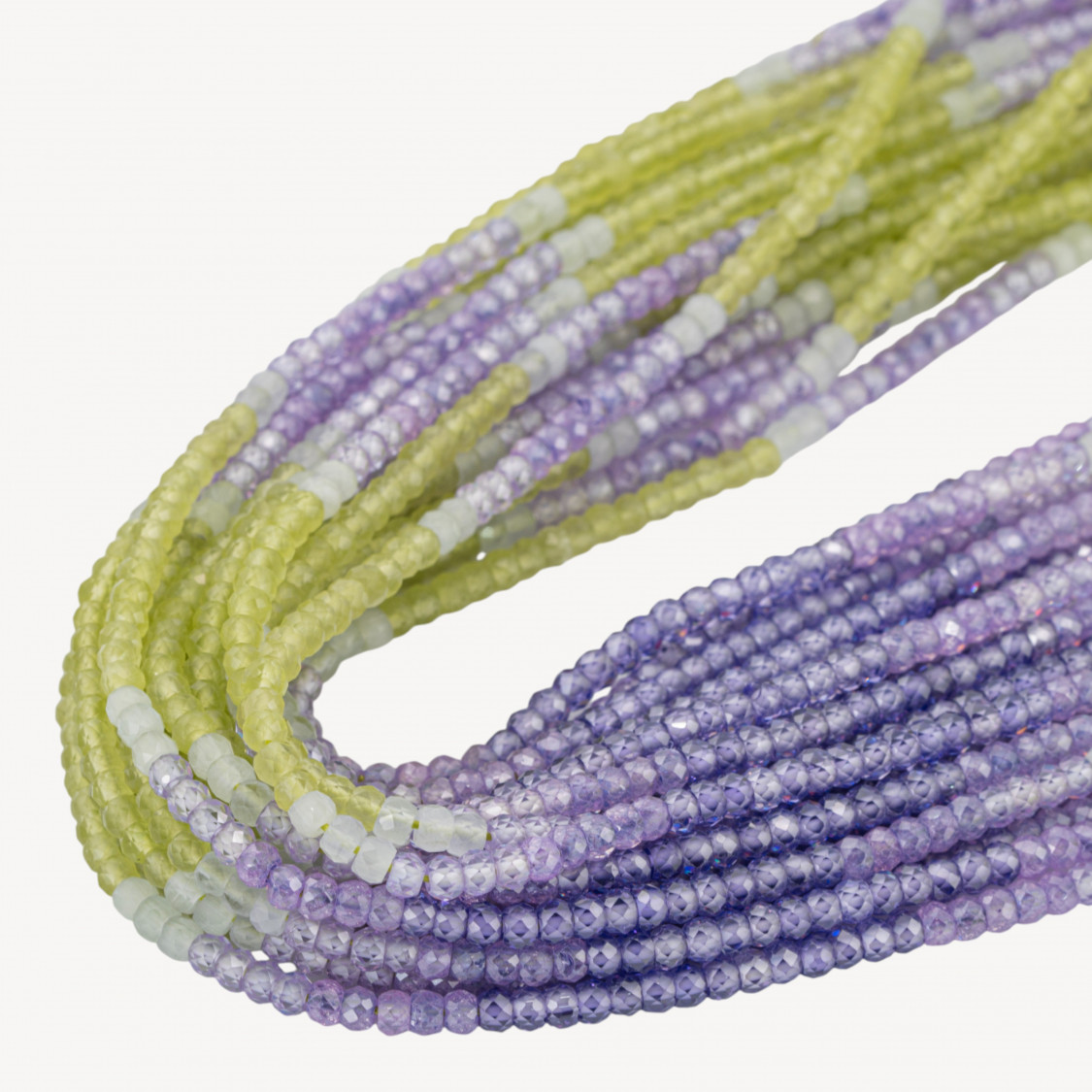 Zirconi Naturali Rondelle Sfaccettate 3x2mm Gradient Verde e Viola-MICRO PERLINE DI ZIRCONI 3X2MM RONDELLE SFACCETTATE | Worldofjewel.com