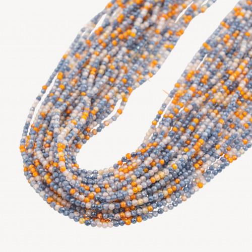 Zirconi Perline Sfaccettate Multicolor 2mm -9 Blu, Arancione e Bianco